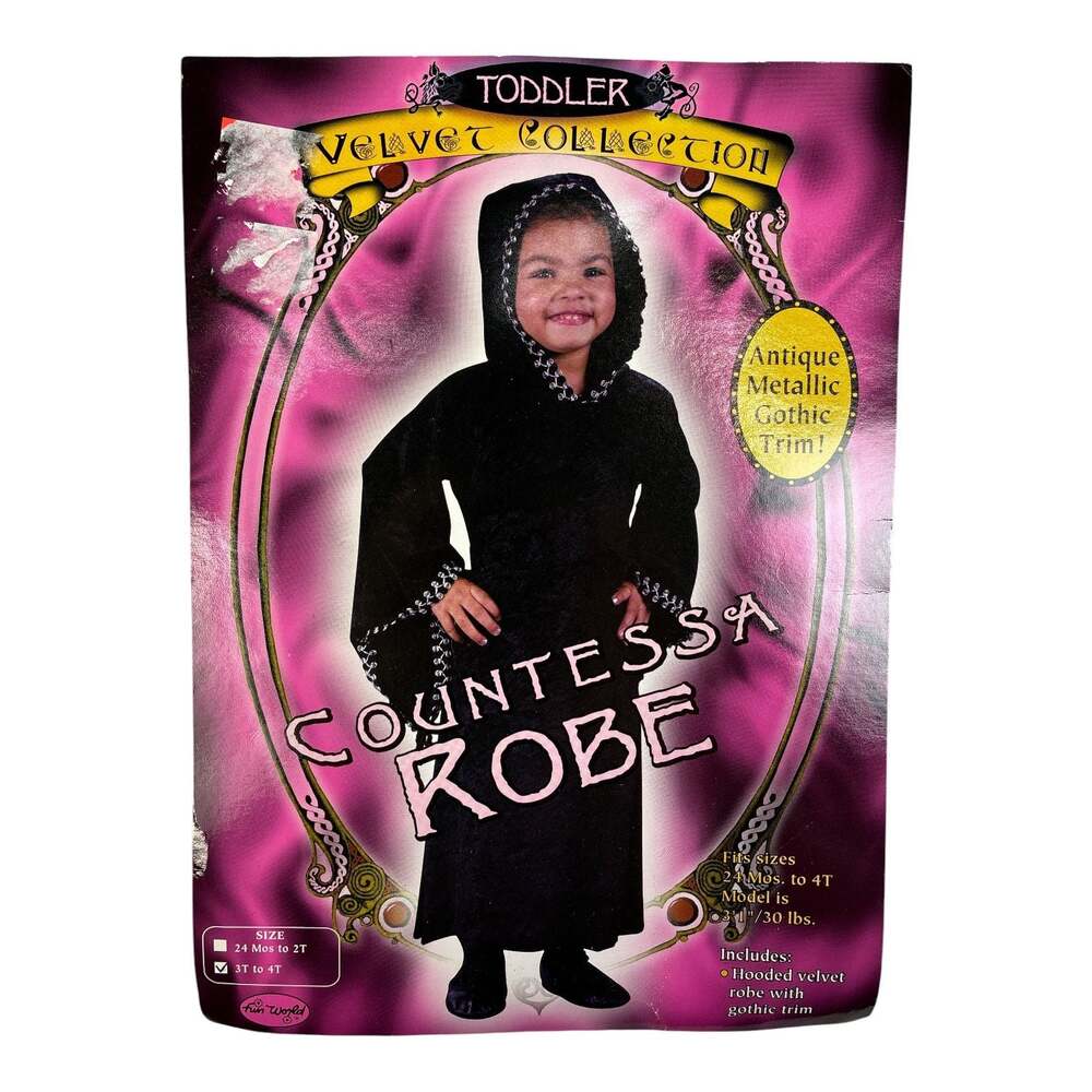 NEW Medieval Black Countessa Robe Halloween Costume Size 3T-4T Renaissance